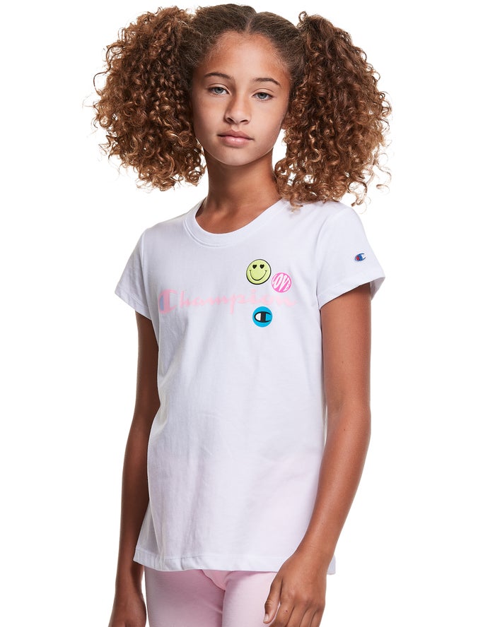 Champion Classic Smiley Face T-Shirt Meisjes - Wit - Belgie 6287VGRBT